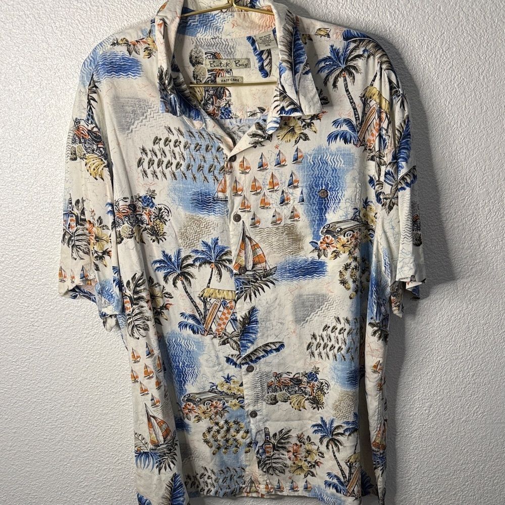 Batik Bay- Multicolor Tropical Print Men's button down Shirt- Size XXL